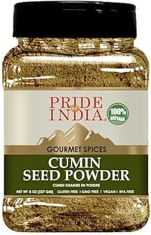 Cumin Seed Ground – Traditional Indian Spice – Seasoning Spice for Curries/Lentils/Chicken/Meat – Easy to Store – 8oz. Medium Dual Sifter Bottle