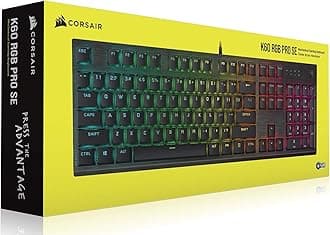 Corsair K60 RGB Pro SE Mechanical Gaming Keyboard - CHERRY Mechanical Keyswitches - Durable AluminumFrame - Customizable Per-Key RGB Backlighting - PBT Double-Shot Keycaps - Detachable Palm Rest