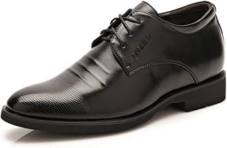 Men's Elevator Shoes 2" Taller Lace up Faux Leather Formal Oxford Dress Footwear Removable Invisible Height Increasing Insole Formal Men