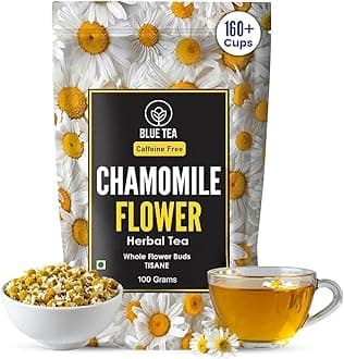 BLUE TEA - Chamomile Tea For Sleep - 100 gm -160+ Cups | SLEEP & RELAXATION | Herbal Tea - Caffeine Free - Flower Based - Non-Bitter - Non-GMO | Featured In Shark Tank | Zipper Pack