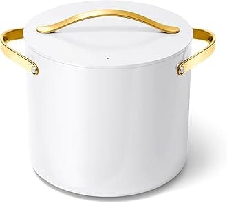 Stock Pot - 12 Qt Ceramic Coated Pot With Lid - Fee From Forever Chemicals - Large Pot for Bigger Batches - White