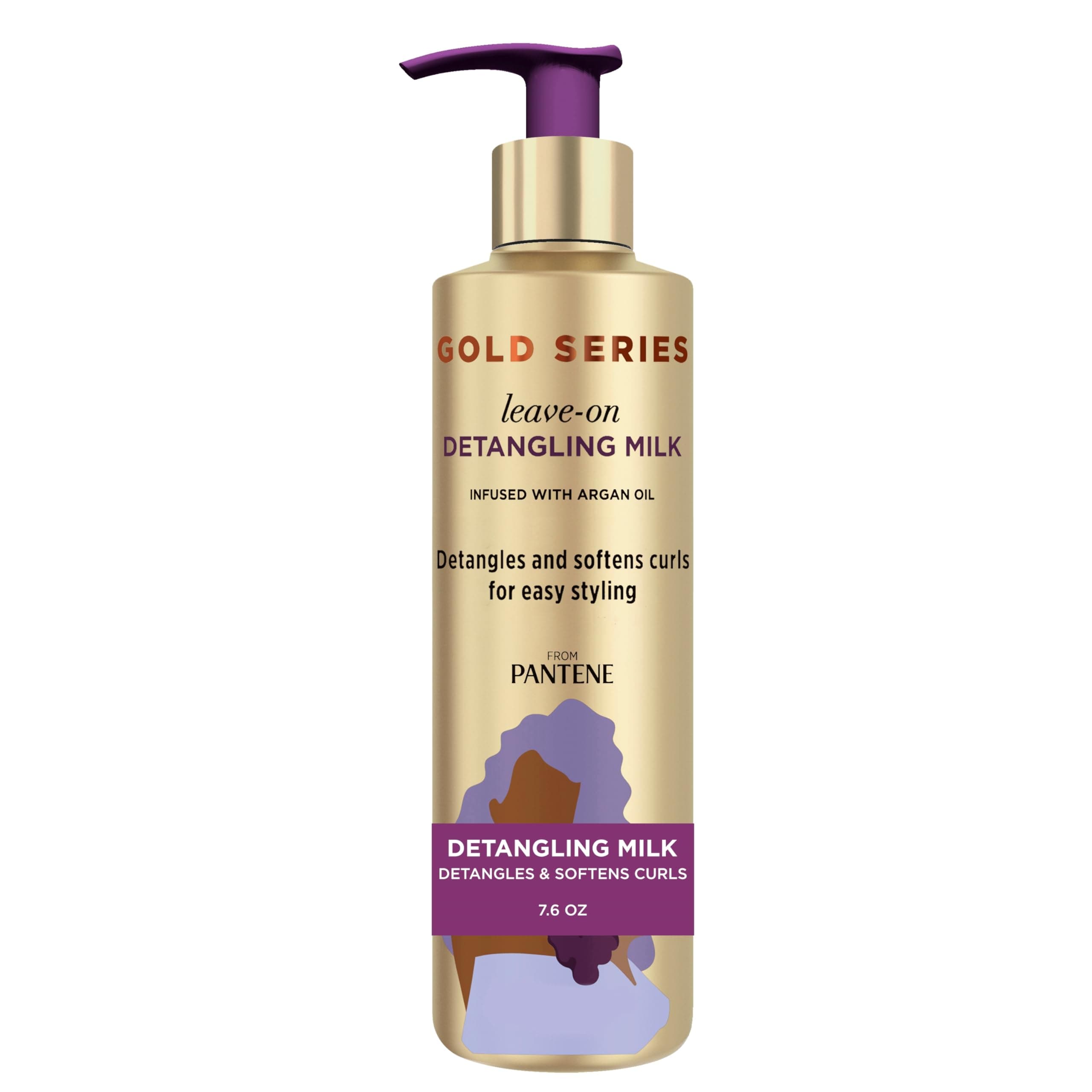 Gold Series Detangling Milk Hair Treatment for Curly Hair, Natural and Textured Hair, 7.6 Fl Oz Leave-On Hair Detangler Infused with Rich Argan Oil, Dye and Sulfate Free Formula