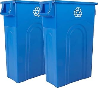 Highboy Recycling Container, 23 Gallon, Space Saving Slim Profile and Easy Bag Removal for Indoor or Outdoor use, Recycle Blue, Plastic