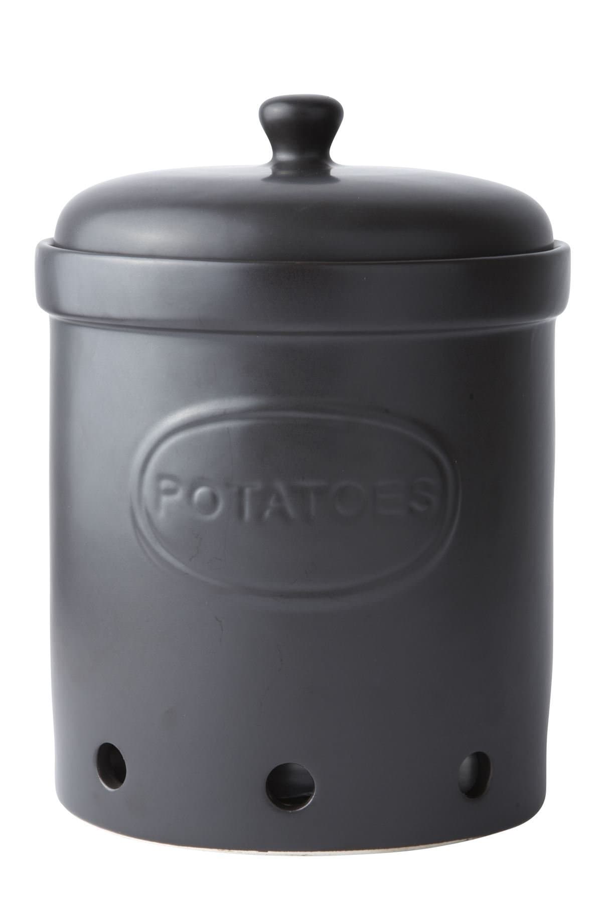 Galzone 242083 Removable Lid Round Ceramic Kitchen Canister Container Set, Ceramic, Black