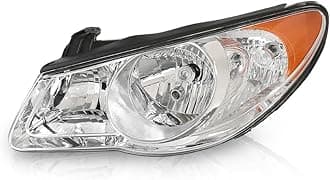 PIT66 Front Headlight Assembly Headlamp w/o Bulb Left Driver Side Compatible with Hyundai Elantra 2007 2008 2009 2010 Clear Lens Chrome Houisng Amber Reflector
