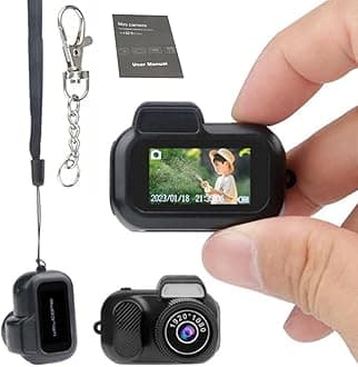 Keychain Camera, World's Smallest 1080P HD Mini Camera, Retro Portable Mini, 100 Mins Battery Life, for Students, Kids (No Memory Card)