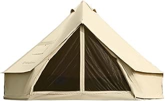 KingCamp Khan Glamping Bell Tent 16.4ft/13.2ft Oversize Space All Cotton Heavy Duty Waterproof Luxury Outdoor Bell Tent w/Stove Jack for 4/8 Person Family Camping in All Seasons Cotton Yurt Tent
