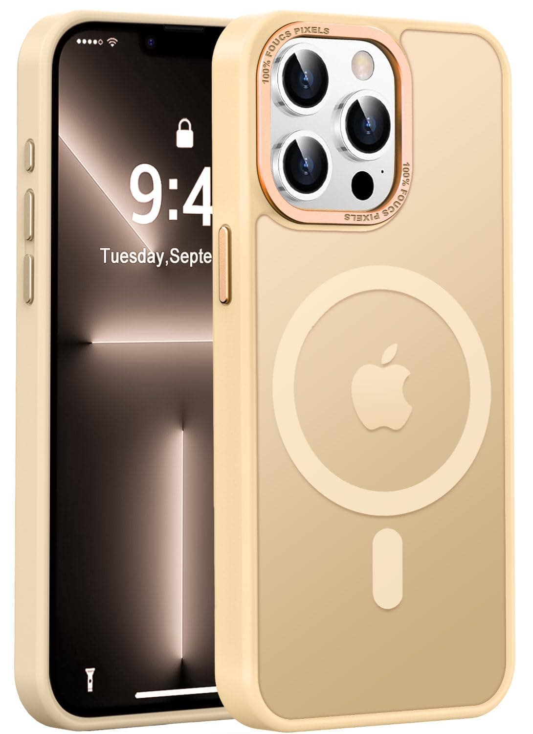 Newfuture Designed for iPhone 13 Pro Max Case with Magnetic [13 FT Military Drop Protection] [Compatible with Magsafe] Slim Translucent Matte Shockproof with Anti-Fingerprint Phone Case, Creamy Yellow