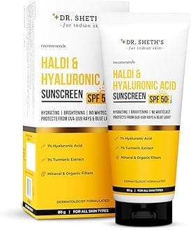 Haldi & Hyaluronic Acid Sunscreen Spf 50 With 1% Hyaluronic Acid & 1% Turmeric Extract,Hydrating & Brightening,No White Cast,Uva/Uvb & Blue Light For Unisex,80G - Normal, Dry, Sensitive