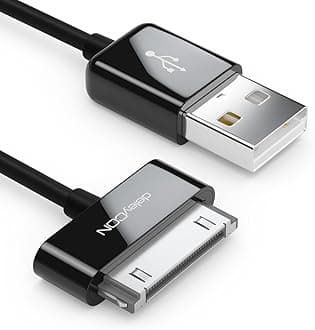 deleyCON 0.5m 30-Pin USB Cable - Dock Connector Sync- Charging- & Data Cable - Compatible with IPhone 4s 4 3Gs 3G IPad IPod - Black