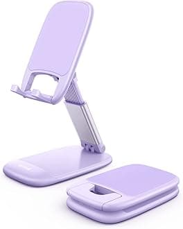 Lamicall Foldable Phone Stand for Desk - Height Adjustable Phone Holder Cradle Dock for iPhone 16 15 14 Pro Max Plus, 13 12 Pro Max Mini, 11 Pro, Xs, XR, X, 8, 6s, SE, Samsung S23, 4"-8" Mobile Phones