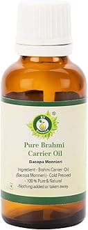 R V Essential Pure Brahmi Oil 50ml (1.69oz)- Bacopa Monnieri (100% Pure and Natural Rare Herb Series)