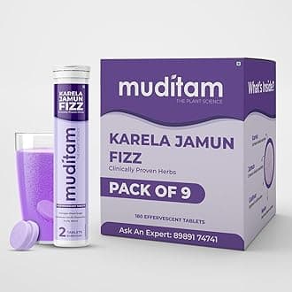 Muditam Ayurveda Karela Jamun Fizz-180 Tablets | Ideal For 90 Days (Karela Jamun Juice) | Helps in High Sugar Condition | Promotes Healthy Glucose Levels | Boosts Digestive Health
