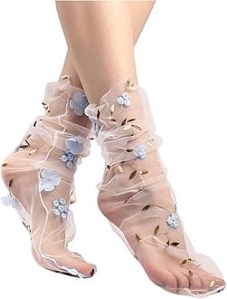 Verdusa Women's Fishnet Floral Lace Transparent Socks