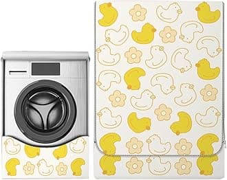 Odot Washer Dustproof Cover Front Load, Washing Machine Dryer Protector Sunscreen Waterproof Tumble Dryer Case Protective Cover for Most Front Loadi (beige duck,M-capacity 8~10kg)
