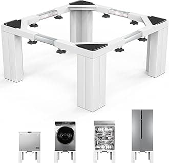 Full Size Laundry Pedestal Washer and Dryer Pedestals, Universal Fit 1102lbs Capacity Adjustable Washing Machine Stand, Dryer Base Platform Heavy Duty Mini Fridge Stand White