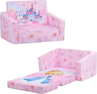 Foldable Kids Sofas Couch 2 in 1 Children Convertible Sofa to Lounger Flip Open Toddlers Sofa Bed
