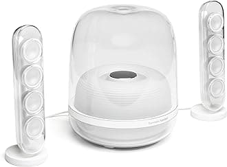 Harman Kardon HK SoundSticks 4-2.1 Bluetooth Speaker System with Deep Bass and Inspiring Industrial Design (White)