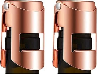 HYZ Champagne Stoppers - Stainless Steel Sparkling Wine Bottle Stopper with Pure Silicone Air Tight Seal - Professional Wine Saver for Champagne，Prosecco and Cava (2Pack Rose Gold)