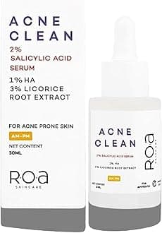 R.O.A Skincare Acne Clean Serum, 2% Salicylic Acid, Hyaluronic Acid, Licorice Root Extract, 1.01 Fl Oz