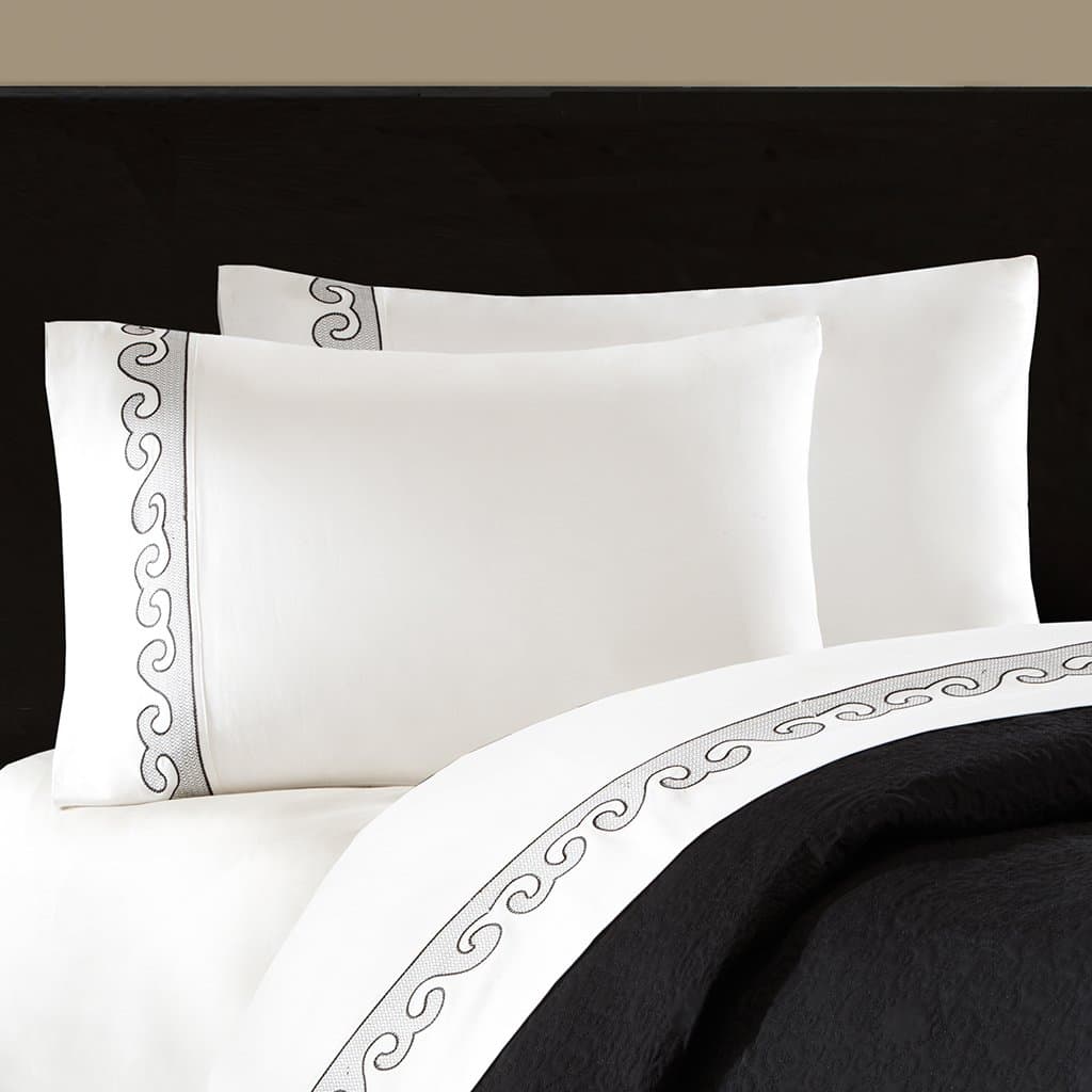 Artology Kalam 300 Thread Count Sheet Set, Queen, White