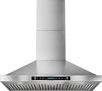 IKTCH 36-inch Wall Mount Range Hood 900 CFM Ducted/Ductless Convertible, Kitchen Chimney Vent Stainless Steel with Gesture Sensing & Touch Control Switch Panel, 2 Pcs Adjustable Lights