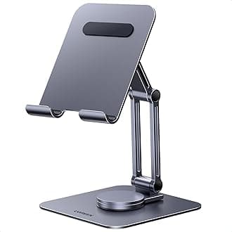 UGREEN iPad Tablet Stand Desk Swivel Rotating Adjustable Foldable Travel Holder Compatible with iPad 10th/Pro 13 2024 12.9/Air 11/Mini,iPhone 16,Galaxy S25 Ultra Tab A9+ S9,Surface Go,Portable Monitor