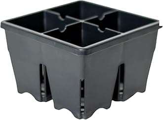 Reusable Seed Starter Tray - 4 Cell 4"/8 Seedling Starter Trays - Easy Watering, Indoor Greenhouse, Plant Starter, Gardener-Friendly for Seedlings | UV-Treated & BPA-Free - Black