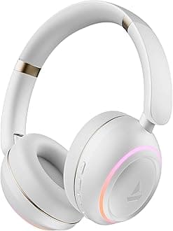 Rockerz 480, RGB LEDs,6 Light Modes, 40mm Drivers,Beast Mode, 60H Battery, ENx Tech, Stream Ad Free Music via App Support, Bluetooth Headphones, Wireless Over Ear Headphone with Mic (White Sabre)