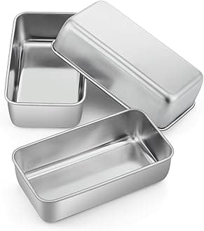 P&P CHEF Loaf Pan Set, 9 x 5 Inch Bread Pans, Stainless Steel Loaf Toast Baking Pans For Bread Meatloaf Lasagna Cake, Healthy & Non Toxic, Oven Safe& Easy Clean, (Silver, 3Pcs)