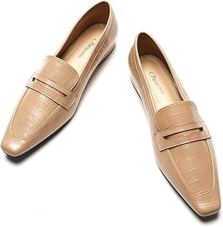 C.Paravano Loafer Women Penny Loafers Flat Shoes for Women Slip On Shoes Crocodile-Embossed