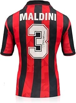 Exclusive Memorabilia Paolo Maldini Signed Milan 1994 Home Football Shirt