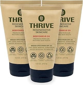Thrive Natural Care Reef Safe Sunscreen SPF50 - Hawaii 104 Reef Act Compliant - Mineral Sunscreen Non-Nano Zinc Oxide - Vegan, (5.8 Oz (Pack of 3))