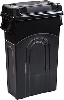 United Solutions Highboy Waste Container with Swing Lid, 23 Gallon, Space Saving Slim Profile and Easy Bag Removal, Handles for Easy Carrying, Indoor/Outdoor Use, Black, 1-Pack, (TI0082)