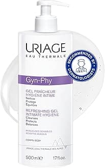 Uriage Gyn-Phy Refreshing Intimate Cleansing Gel 500ml - Cleanses and Preserves Natural Balance - Physiological pH and Glyco-Gyn Complex - Floral Fragance
