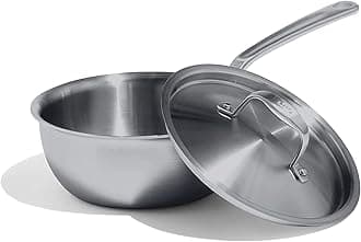 Cookware | 2 Quart Stainless Steel Saucier Pan | 5 Ply Stainless Clad | Professional Cookware | Crafted in Italy | Induction Compatible