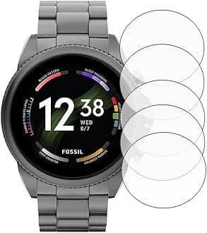 DAMDAM Tempered Glass Screen Protector for Fossil Gen 6 42mm / 44mm (Men / Women), Michael Kors Gen 6 Bradshaw Smart Watches Screen Guard (Pack of 5)