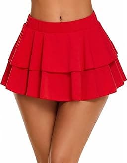 Women’s Pleated Mini Skirt Ruffle Lingerie Layered Lingerie Skirt Y2K Plaid Schoolgirl Outfit Role Play, XS-4XL