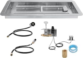 VEVOR 36 x 12 inch Drop-in Fire Pit Pan, Rectangular Stainless Steel Fire Pit Burner Kit, Propane Fire Pan 150,000 BTU with H-Burner for Indoor or Outdoor Use