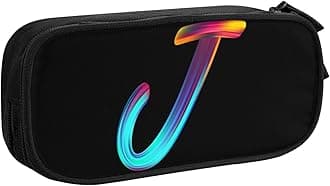 Cute Initial Pencil Case for Kids Students, Large Capacity Pencil Pouch for Boys Girls, Letter Design Pencil Box Pen Bag Office Stationery Organizer, Rainbow Letter J, 3111299