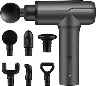 Massage Gun Deep Tissue, Electric Muscle Back Massage Gun, Neck Massager for Pain Relief Handheld Massagers, Percussion Massager with 6 Heads, Birthday Gifts for Women Men (Grey)