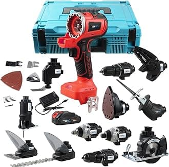 NEWONE 12-Tools Set Power Tool Combo Kits Compatible with Milwau-kee 18V Battery,Cordless Tool Set,2 Batteries and Charger (12-Tools Set Red)
