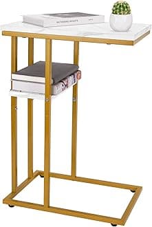 Yoobure C Shaped End Table, Side Table for Couch and Bed, Small Side Tables for Small Spaces, Living Room, Bedroom, Rustic Snack TablesThe Forest Stewardship Council