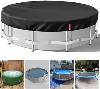 8ft Pool Cover, 420D Heavy-Duty Swimming Pool Cover, Waterproof Dustproof Reißfest Pool Solar Cover with Drawstring And Ground Nails
