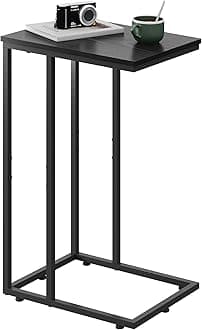 WLIVE Black Side Table,C Shaped End Table for Bedroom, Home Office, Dorm, Living Room Couch Tables, C Shaped TV Tray Table, 2-Tier Side Tables