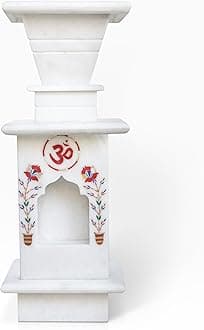 HANDICRAFT BAZAAR Marble Tulsi Pot for Home | Tulsi Marble Planter for Roof, Porch, Balcony (White Inlay)