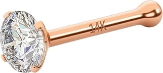 EternalDia IGI Certified 14K Gold Diamond Nose Studs for Women Men | 20 Gauge Ball Diamond Nose Rings | 1.5mm to 3 mm Nose Piercing Studs | Body Piercing Jewelry in I-J Color, I2-I3 Clarity
