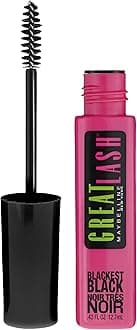 Great Lash Washable Mascara Makeup, Volumizing Lash-Doubling Formula That Conditions As It Thickens, Blackest Black, 1 Count
