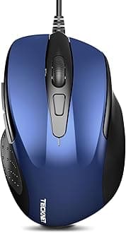 TECKNET USB Wired Mouse, 6400 DPI Mice 4 Adjustable DPI with 6-Button Corded, Optical Computer Mouse with Ergonomic Design for Laptop, Chromebook, PC, Desktop, Mac, Notebook