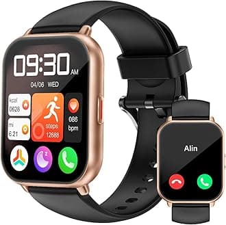 RUIMEN Smart Watches for Men Women (Answer/Make Calls), 1.8" Smartwatch for iPhone/Android Phones, Fitness Tracker Heart Rate Monitor Sleep/Steps Tracker Waterproof (2 Bands Included), Black/Copper